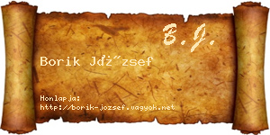 Borik József névjegykártya